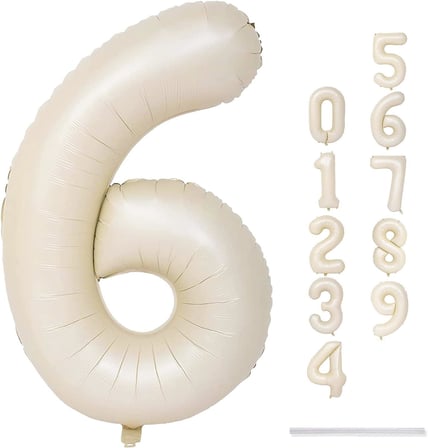 6 Rakam Krem Folyo Balon 34 inç 76-82 cm
