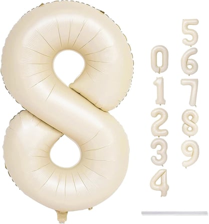 8 Rakam Krem Folyo Balon 34 inç 76-82 cm