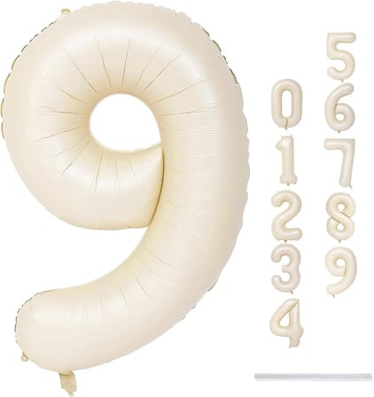 9 Rakam Krem Folyo Balon 34 inç 76-82 cm