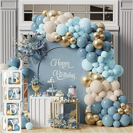 Okyanus Temalı Baby Shower Set 119 Parça; Baby Kutu ve Lateks Balon Set