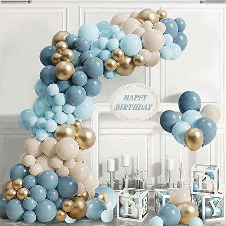 Okyanus Temalı Baby Shower Set 119 Parça; Baby Kutu ve Lateks Balon Set