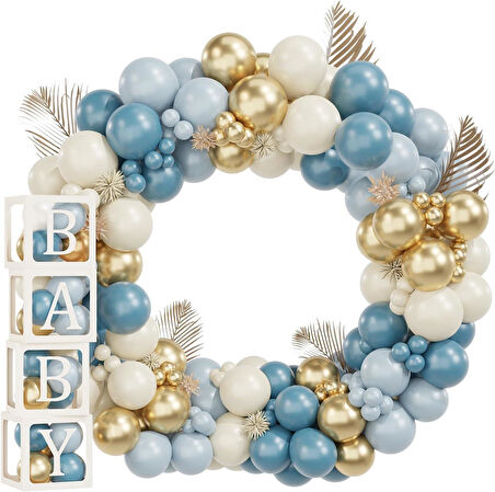 Okyanus Temalı Baby Shower Set 119 Parça; Baby Kutu ve Lateks Balon Set