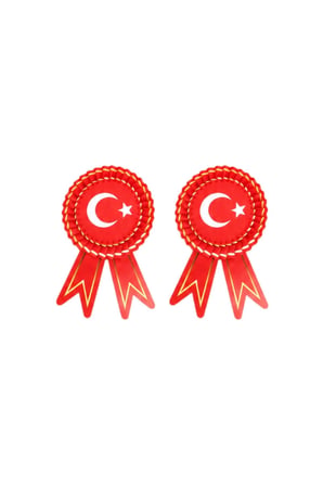 Ay Yıldızlı Türk Bayrağı Milli Bayramlar Yaka Kartı 2 Adet