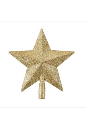 Yılbaşı Çam Ağacı Süsü 15 Cm Gold Simli Yıldız Tepelik