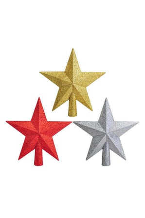 Yılbaşı Çam Ağacı Süsü 15 Cm Gold Simli Yıldız Tepelik