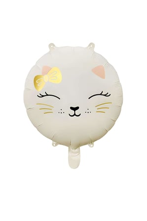 Retro Krem Renkli Kedi Kitty Folyo Balon 18 inç 45 Cm