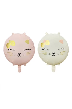 Retro Krem Renkli Kedi Kitty Folyo Balon 18 inç 45 Cm