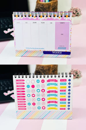 Van Gogh Badem Çiçeği Tasarımlı Yeni Nesil Masa Üstü Planner 2 Sayfa Sticker