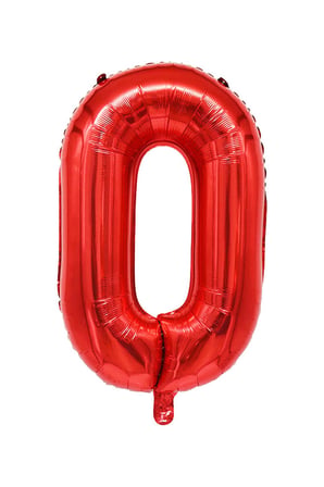 0 Rakam Kırmızı Folyo Balon 34 inç 76-82 cm