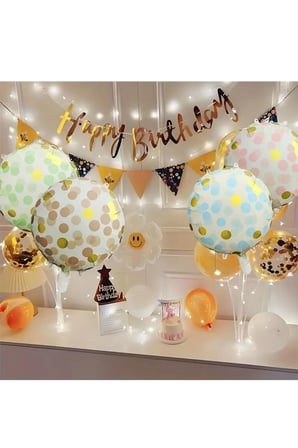 Mavi Gold Puantiyeli Yuvarlak Balon 45 Cm