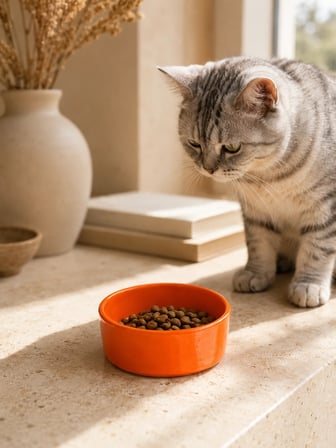 Patimalt Kase Model Beton Kedi Köpek Mama ve Su Kabı (15cm çap × 5cm) - Turuncu