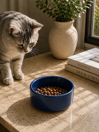 Patimalt Kase Model Beton Kedi Köpek Mama ve Su Kabı (15cm çap × 5cm) - Lacivert