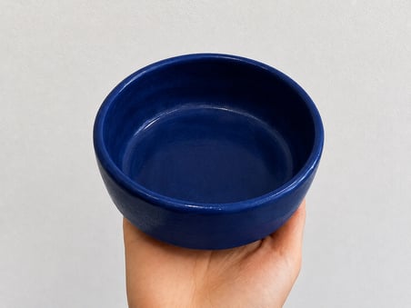 Patimalt Kase Model Beton Kedi Köpek Mama ve Su Kabı (15cm çap × 5cm) - Lacivert