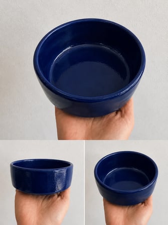 Patimalt Kase Model Beton Kedi Köpek Mama ve Su Kabı (15cm çap × 5cm) - Lacivert