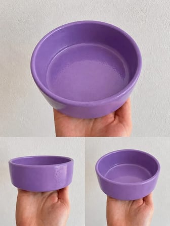 Patimalt Kase Model Beton Kedi Köpek Mama ve Su Kabı (15cm çap × 5cm) - Mor