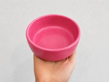 Patimalt Kase Model Beton Kedi Köpek Mama ve Su Kabı (15cm çap × 5cm) - Pembe