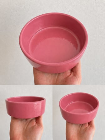 Patimalt Kase Model Beton Kedi Köpek Mama ve Su Kabı (15cm çap × 5cm) - Pembe