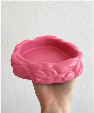 Patimalt Eko Form Model Beton Kedi Köpek Mama ve Su Kabı (16cm*16cm*5.5cm) - Pembe