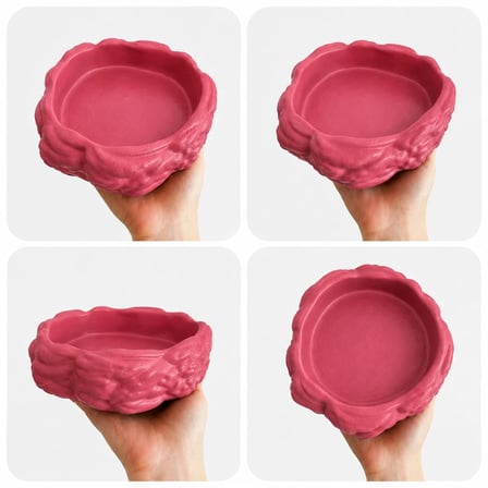 Patimalt Eko Form Model Beton Kedi Köpek Mama ve Su Kabı (16cm*16cm*5.5cm) - Pembe
