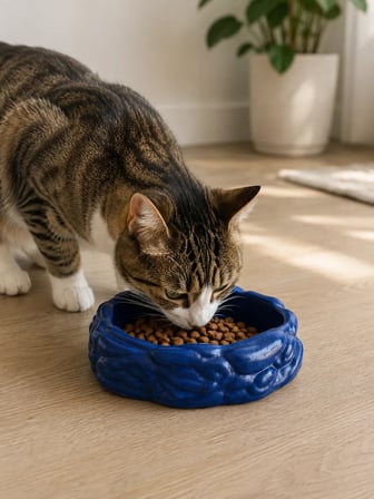 Patimalt Eko Form Model Beton Kedi Köpek Mama ve Su Kabı (16cm*16cm*5.5cm) - Lacivert