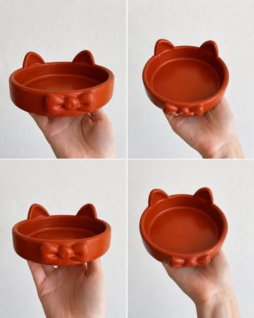 Patimalt Papyon Model Beton Kedi Köpek Mama ve Su Kabı 16 cm çap - Kiremit