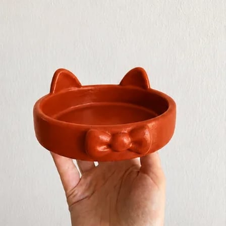 Patimalt Papyon Model Beton Kedi Köpek Mama ve Su Kabı 16 cm çap - Kiremit