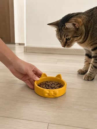 Patimalt Papyon Model Beton Kedi Köpek Mama ve Su Kabı 16 cm çap - Bronz