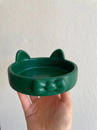 Patimalt Papyon Model Beton Kedi Köpek Mama ve Su Kabı 16 cm çap - Yeşil
