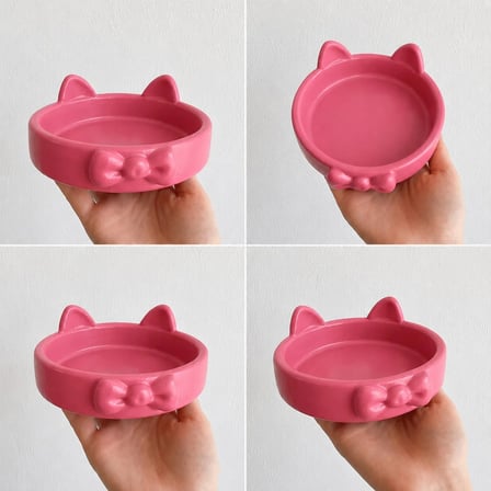Patimalt Papyon Model Beton Kedi Köpek Mama ve Su Kabı 16 cm çap - Pembe