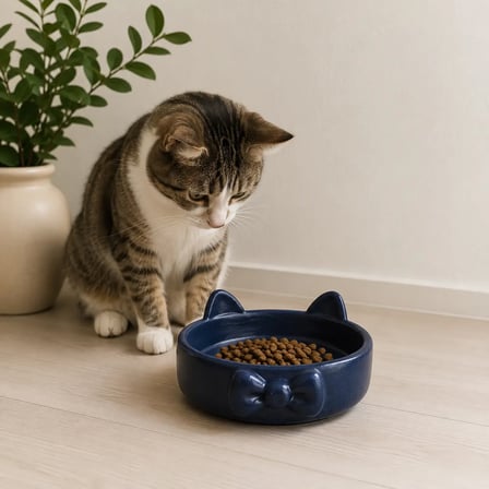 Patimalt Papyon Model Beton Kedi Köpek Mama ve Su Kabı 16 cm çap - Lacivert