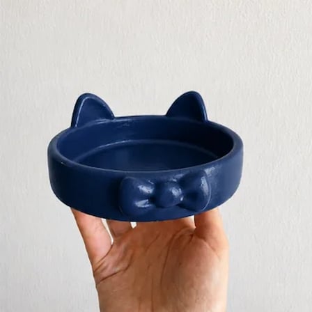 Patimalt Papyon Model Beton Kedi Köpek Mama ve Su Kabı 16 cm çap - Lacivert