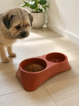 Patimalt İkili Model Beton Kedi Köpek Mama ve Su Kabı (24cm × 12cm × 5cm) - Kiremit