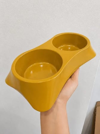 Patimalt İkili Model Beton Kedi Köpek Mama ve Su Kabı (24cm × 12cm × 5cm) - Bronz