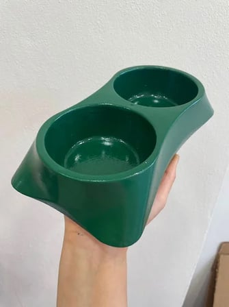 Patimalt İkili Model Beton Kedi Köpek Mama ve Su Kabı (24cm × 12cm × 5cm) - Yeşil
