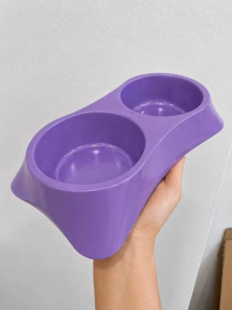 Patimalt İkili Model Beton Kedi Köpek Mama ve Su Kabı (24cm × 12cm × 5cm) - Mor