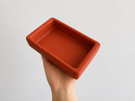 Patimalt Dikdörtgen Model Beton Kedi Köpek Mama ve Su Kabı 18 x 10,5 x 4,5 cm - Kiremit