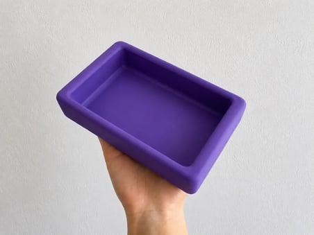 Patimalt Dikdörtgen Model Beton Kedi Köpek Mama ve Su Kabı 18 x 10,5 x 4,5 cm - Mor