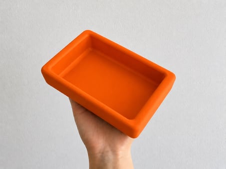 Patimalt Dikdörtgen Model Beton Kedi Köpek Mama ve Su Kabı 18 x 10,5 x 4,5 cm - Turuncu