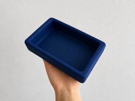 Patimalt Dikdörtgen Model Beton Kedi Köpek Mama ve Su Kabı 18 x 10,5 x 4,5 cm - Lacivert