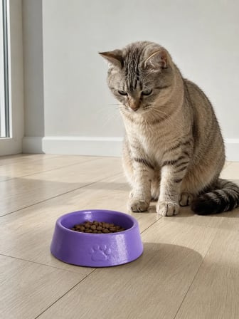 Patimalt Pati Desen Model Beton Kedi Köpek Mama ve Su Kabı 13 cm çap x 4 cm - Mor