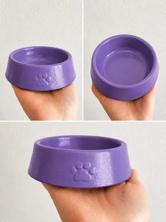 Patimalt Pati Desen Model Beton Kedi Köpek Mama ve Su Kabı 13 cm çap x 4 cm - Mor