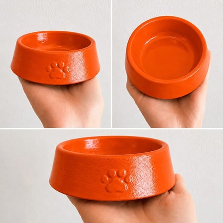Patimalt Pati Desen Model Beton Kedi Köpek Mama ve Su Kabı 13 cm çap x 4 cm - Turuncu