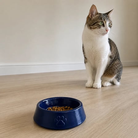 Patimalt Pati Desen Model Beton Kedi Köpek Mama ve Su Kabı 13 cm çap x 4 cm - Lacivert