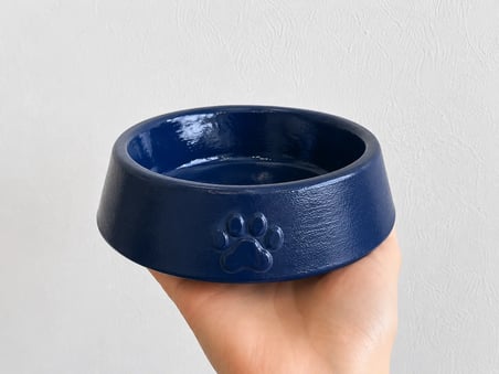 Patimalt Pati Desen Model Beton Kedi Köpek Mama ve Su Kabı 13 cm çap x 4 cm - Lacivert