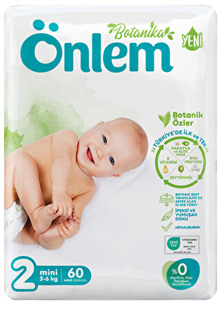 Önlem Botanika Bebek Bezi İkili Jumbo Paket Mini 60 Adet (3 - 6 kg)