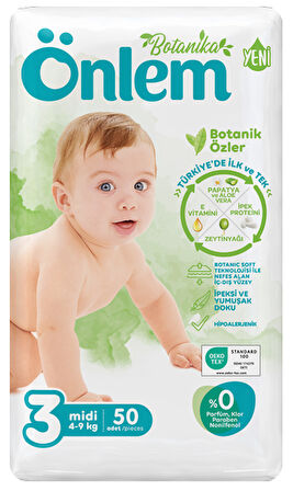 Önlem Botanika Bebek Bezi İkili Jumbo Paket Midi 50 Adet (4-9 kg)