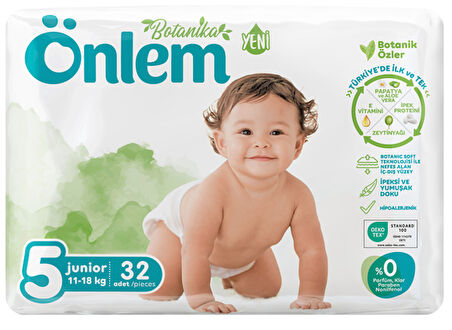 Önlem Botanika Bebek Bezi İkili Jumbo Paket Junior 32 Adet (11-18 kg)