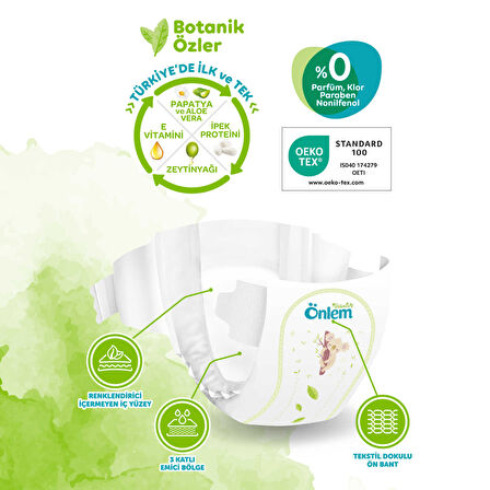 Önlem Botanika Bebek Bezi Aylık Fırsat 7 Beden XXLarge 50 Adet (19+ kg)