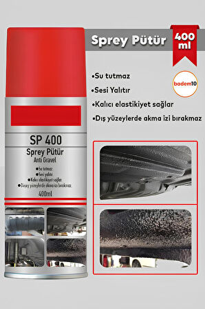 Sprey Pütür Su Tutmaz Ses Yalıtımlı Boyanabilir Kaplama Araç Araba Çamurluk Taş Darbe Koruma 400ml