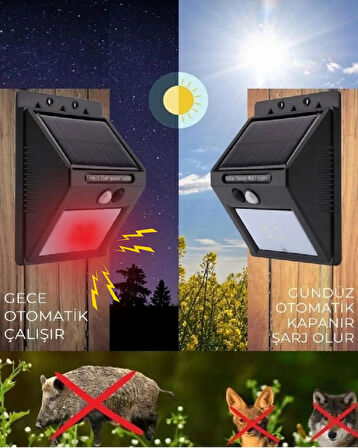 Hayvan Kovucu Işıklı Sesli Güneş Enerjili Sensörlü Gece Gündüz Modlu
